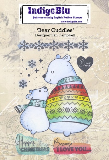 Bear Cuddles A6 Red Rubber Stamp